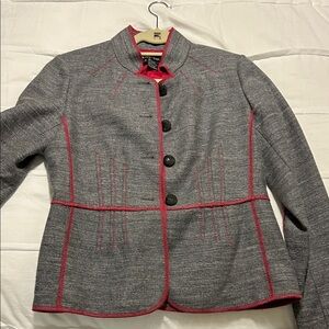 Etcetera Charcoal Blazer with Fuchsia Accents runs big. Fits more like a size 6